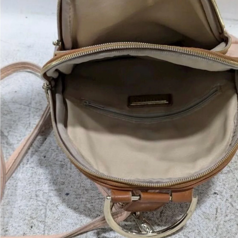 Valentina Italian Genuine Pebbled Pink Leather Backpack/Shoulder Bag M